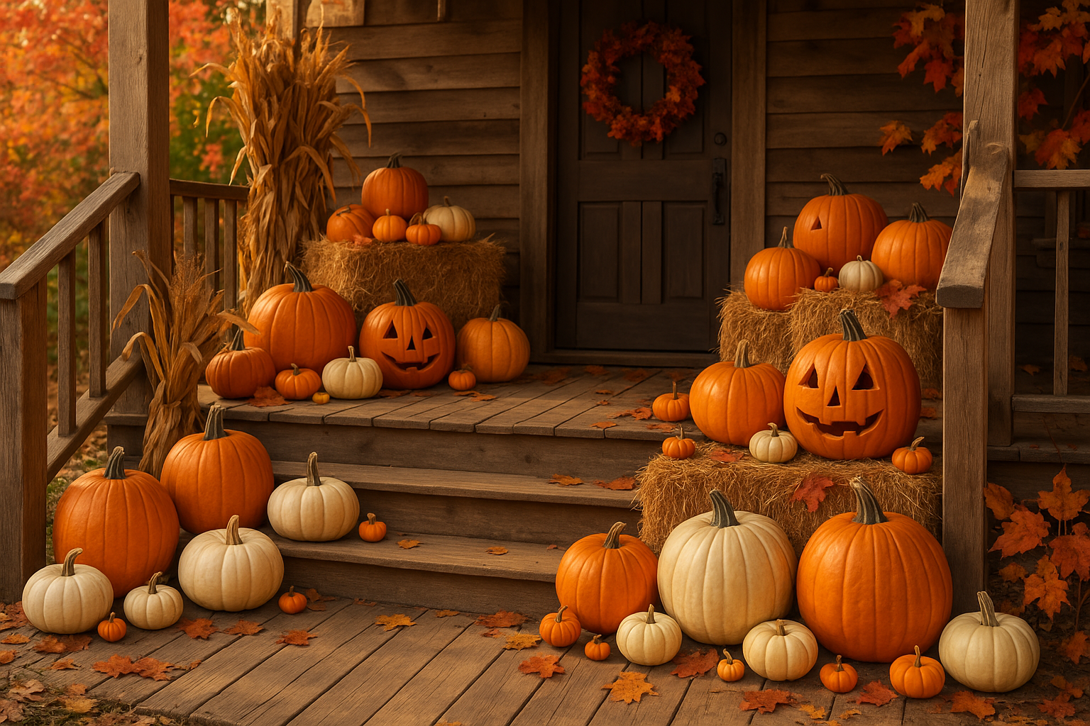 Porch with pumpkins